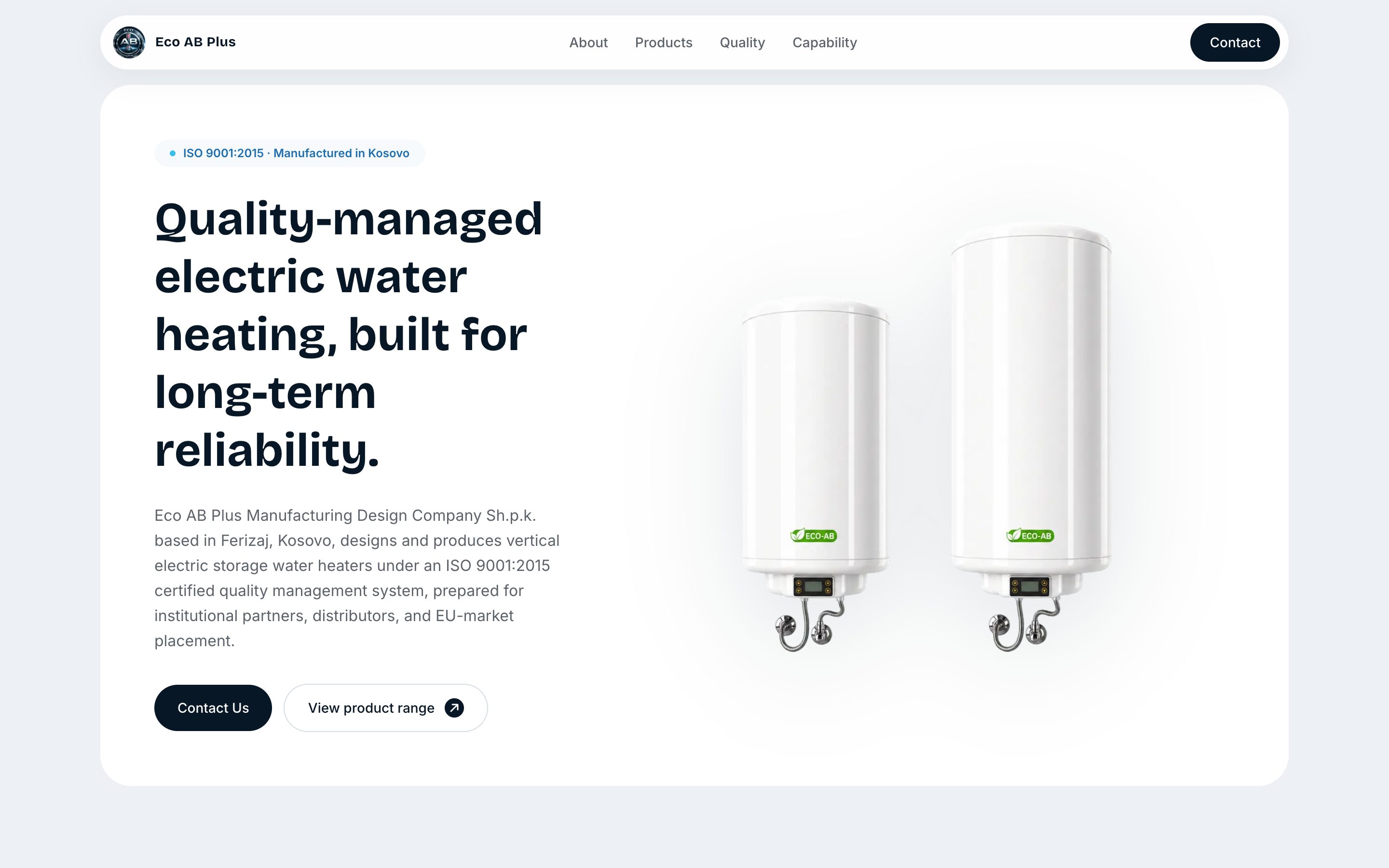 Screenshot of the ECOAB Plus website