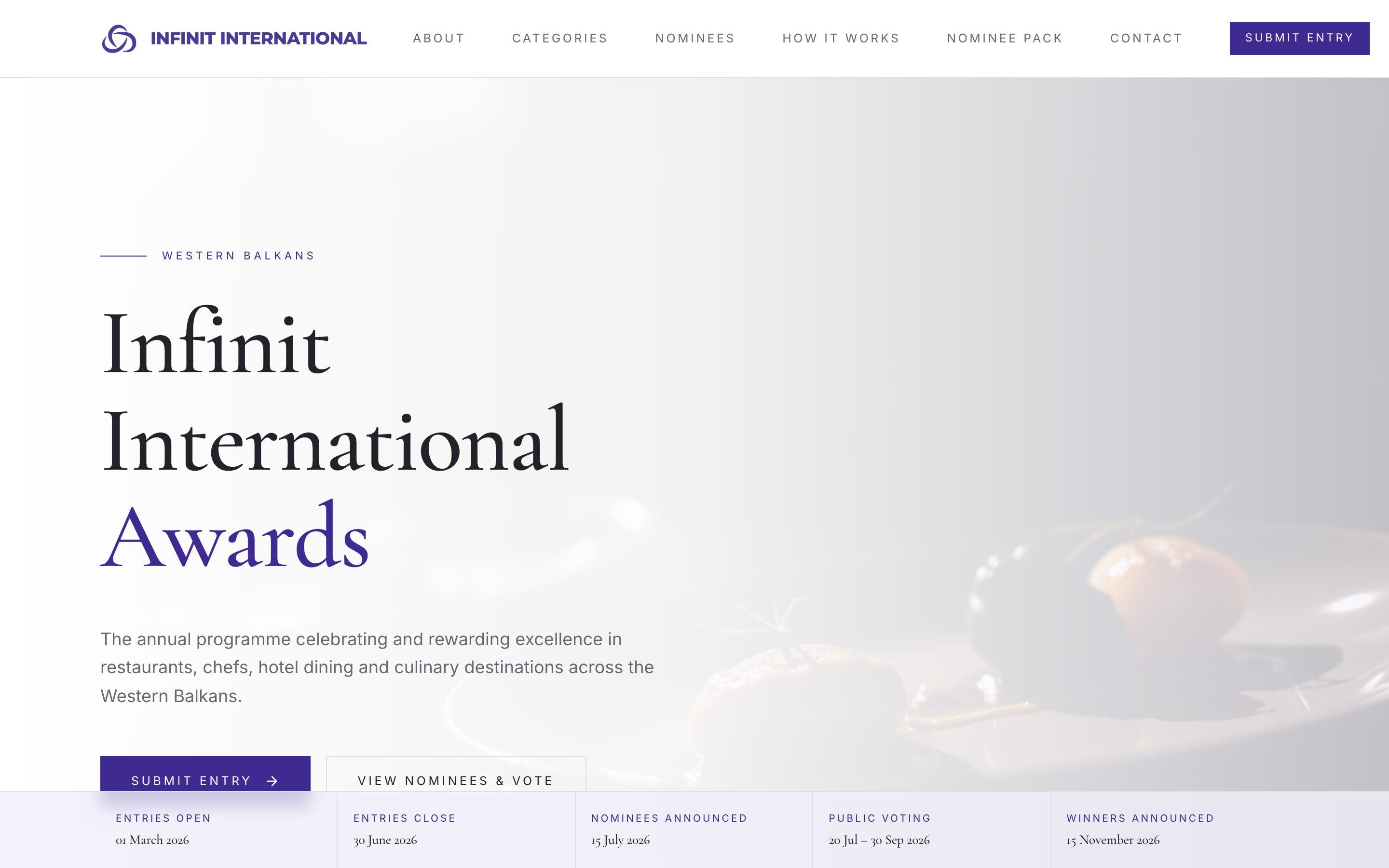 Screenshot of the Infinit International website